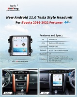 Autoradio Android 11 avec écran tactile de 12,1 pouces de style TESLA, 4G intégré, CarPlay, navigation pour TOYOTA FORTUNER 2016 - 2022