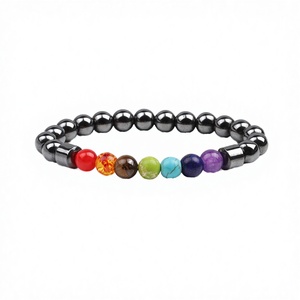 Bracelet Unisexe Élastique en Acier Inoxydable et Agate, Perles 7 Chakras, Tendance, pour Fêtes, Guérison, Yoga, Énergie Spirituelle - Vente en Gros - Product Image 3