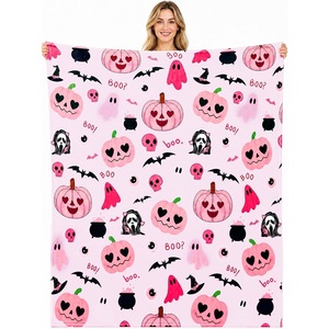 <b>Halloween</b> Pumpkin Flannel <b>Blanket</b> Throw <b>Blanket</b> Nap <b>Blanket</b> Spooky <b>Halloween</b> Decor Skin Friendly Reversible for Winter Warmth - Product Image 1