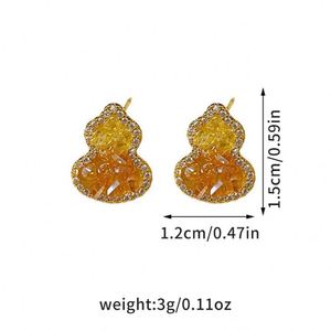 Hypoallergenic <b>Stud</b> <b>Earrings</b> Orange Gradient <b>Crystal</b> Gourd <b>Earrings</b> Women Trendy Micro Pave Zircon <b>Crystal</b> Gourd <b>Stud</b> <b>Earrings</b> - Product Image 3
