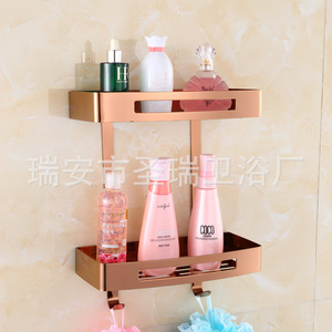 Étagère de salle de bain en acier inoxydable Saint Ruijia, double niveau, à fixer au mur, sans perçage, pour le rangement - Product Image 3