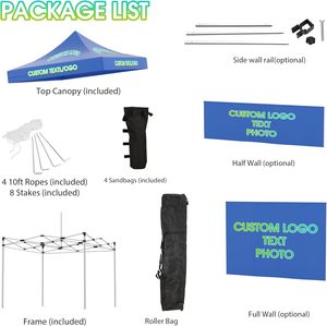Aanpasbare 10x10 milieuvriendelijke waterdichte opklapbare partytent met aluminium frame en logo voor evenementen & zakelijke beurzen - Product Image 4