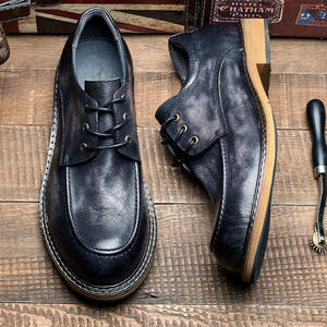 Zapatos de cuero modernos para hombre, zapatos casuales retro británicos para hombre, zapatos de estilo coreano a la moda para hombre, cuero vacuno de primera calidad para hombre. - Product Image 3