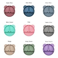 Assiette à ventouse antidérapante en silicone pour bébé, écologique, sans BPA, capacité 400 ml, plat de repas compartimenté, impression manuelle