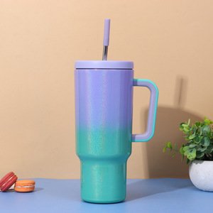 40oz American Style Tumbler Handle Lid <b>Straw</b> Stainless Steel Vacuum Gradient Ice Cups Travel Camping Car Mug Water <b>Bottle</b> - Product Image 2