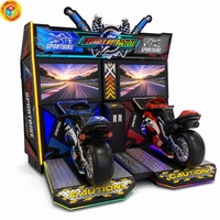 Jeu d'arcade de course de moto avec deux écrans LCD et éclairage LED pour centre de jeux commercial