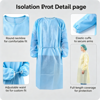 45g SMS Médecin Non-steriel Blouse chirurgicale Isolement Blouse Chirurgicale Jetable Patient Robe d'isolement médical