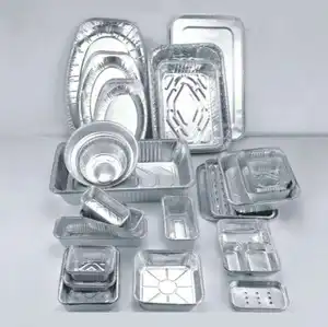 Bandeja retangular de alumínio descartável para jantar e assar churrasco
