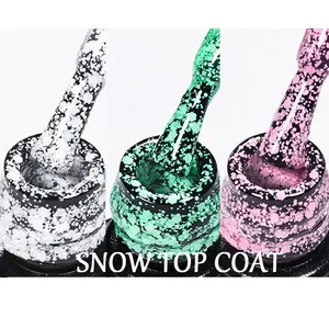 Blue Green Pink Winter Milky White Snow Sequins Snowflake Glitter Gel Top Coat Nail Art