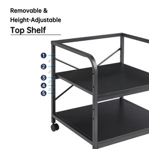 حامل طابعة JH-Mech بعجلات سهل التجميع بعمق 20 بوصة ورف قابل لتعديل الارتفاع من طبقتين تحت المكتب مصنوع من الفولاذ - Product Image 3