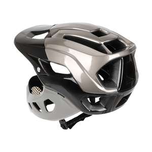 Casque de moto tout-terrain noir et gris, détachable, intégral, type split, multi-pièces, pour course tout-terrain - Product Image 2
