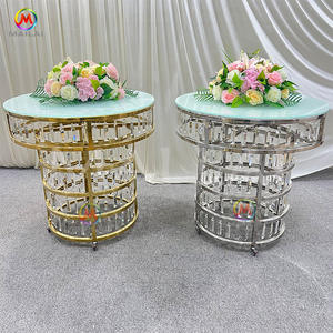 Colgante de cristal plateado redondo moderno de lujo, mesa de pastel de acero inoxidable, 75cm, modelo de marca MaiLai, ML-CT24 para eventos de fiesta de boda - Product Image 6