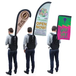 Multi-Functional Promotional Moving Backpack Flag with 100% Polyester Digital/Dye Sublimation Printing Custom Logo