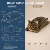 Peluche de chat gris tigré lestée avec design réaliste allongé, jouet en peluche doux pour soulager l'anxiété et le soutien sensoriel