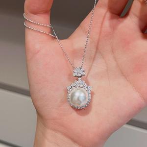S925 Pure <b>Silver</b> French Retro Shell Pendant <b>Necklace</b> <b>for</b> <b>Women</b> High-End Oval Rose Collarbone <b>Chain</b> with Pearl - Product Image 4