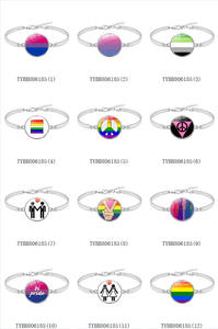 Vente en gros de bijoux <span class=keywords><strong>Bi</strong></span> Pride rose, bleu, vert, Lgbt, lesbiennes, Gay Pride, bracelet en verre cabochon arc-en-ciel - Product Image 6