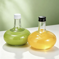 Bouteille en verre pour vin de fruits et boissons, forme globe rond en relief, grande capacité (250ml, 350ml, 500ml), avec bouchon à vis en aluminium