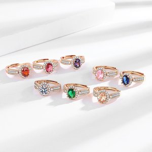 Set di Anelli da Donna in Ottone Placcato Oro Champagne con Zirconi Micro Pavé a Forma di Goccia d'Acqua, Elegante e Raffinato, Multicolore di Alta Qualità - Product Image 1