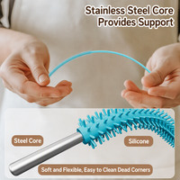 Brosse de nettoyage de pailles en silicone de 32 cm, longue, souple, de qualité alimentaire, pour gobelets, pailles en acier inoxydable et en verre