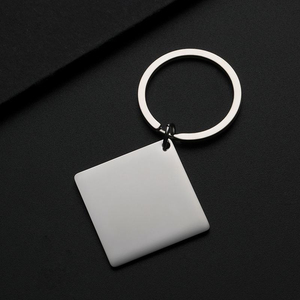 Porte-clés vierges vintage en gros, en acier inoxydable poli miroir, forme carrée, personnalisables avec logo gravé au laser - Product Image 5