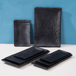 Экологически чистый Меламиновый набор посуды для Корейского барбекю ресторана черный горячий горшок диск прямоугольное круглое блюдо с растительным узором - Product Image 2