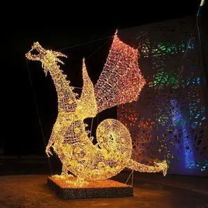 Park Zoo Festive Lighting Sculpture Decoration 3D Animals Wolf Motif Lights For Commercial Holiday Display