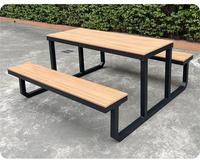 Cadre en aluminium à plateau composite en bois-plastique connexion monobloc solide étanche parc salle à manger extérieure table chaise banc de parc