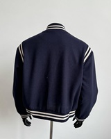 Veste universitaire bleu marine personnalisée OEM pour homme, style classique Letterman, avec logo brodé