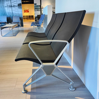 Fauteuil d'attente 3 places de haute qualité avec cadre en aluminium, assise en cuir PU, durable, confortable, facile à nettoyer, design moderne pour hôpital, école, hôtel