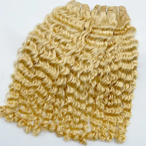 Extensiones de Cabello Humano Virgen Ondulado Afro Rizado Ruso Rubio <span class=keywords><strong>Ali</strong></span> Baba para Coser o con Clip - Product Image 5