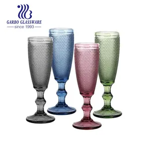빈티지 양각 스톡 단색 빈티지 브라질 샴페인 와인 잔 스템웨어 디너 파티 사용을 위한 새겨진 디자인
