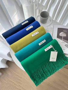 Haut de gamme femmes couleur unie doux et confortable écharpe classique de haute qualité épaissie automne et hiver cache-cou châle - Product Image 5