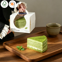 Boîte à gâteau triangulaire personnalisée en gros avec poignée, boîte en papier pour gâteau à la coupe individuelle pour boulangerie, vente à emporter, emballage cadeau
