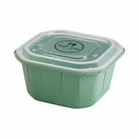 Boîte à lunch en PP personnalisée avec marque IML, 2 compartiments, compatible micro-ondes, récipient en plastique jetable pour plats à emporter