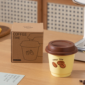 Personality Retro Simple Coffee Bean Printing 230Ml 7Oz Cute Cup Water Cup <b>Ceramics</b> <b>Mugs</b> Holding Coffee Cup With Lid - Product Image 4