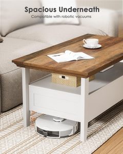 Tavolino da Caffè Moderno Compatto con Ripiano Aperto, Cassetti Nascosti, in Legno Resistente, Facile da Pulire, Arredamento per Soggiorno - Product Image 6