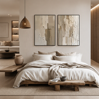 Peinture décorative d'intérieur sur toile texturée abstraite faite à la main avec cadre en alliage d'aluminium, art mural peint à la main