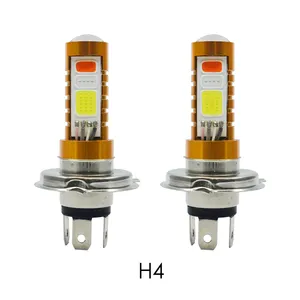 Hoàn hảo Led 3 màu xe máy Đèn pha p15d ba20d tự động dẫn đèn sương mù H4 H6 CANBUS 3 đèn COB ban ngày Chạy ánh sáng thay thế