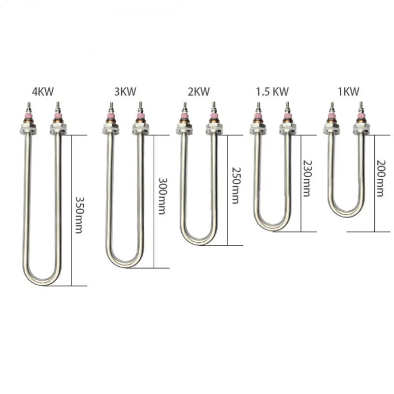 Calentador de agua eléctrico en forma de U, 1KW, 2KW, 3KW, 4KW, Tubular de inmersión para vaporizador de arroz