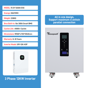 टेवेसेल तीन-चरण 30kwh एक इकाई में सभी बनाम 400ah 600 51.2 सौर ऊर्जा भंडारण प्रणालियों के लिए 12kw इन्वर्टर के साथ सौर ऊर्जा भंडारण प्रणालियों के लिए - Product Image 2