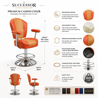 Chaise de casino SUCCESSOR avec mousse haute densité, stable et sûre, logo personnalisé pour salle VIP, vente directe d'usine