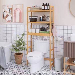 Estante de baño de bambú de 3 niveles, independiente, color madera natural, para organizar el almacenamiento en el baño - Product Image 1