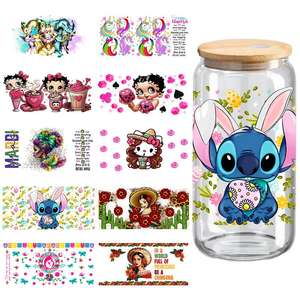 <span class=keywords><strong>Betty</strong></span> Girls 16oz UV DTF tazza Wrap di alta qualità a doppio lato stampa a trasferimento termico per vetro Libbey - Product Image 2