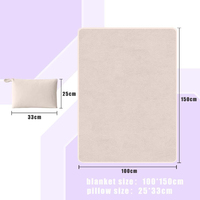 Couverture de voyage 2 en 1 en flanelle avec fermeture éclair cachée, couleur camel, couverture de voyage idéale pour l'avion avec option de logo brodé