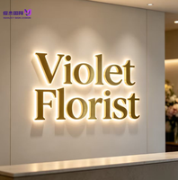 Enseignes lumineuses 3D en acier inoxydable à montage mural, lettres rétroéclairées par LED, enseignes pour hôtel, bureau, bâtiment commercial, décoration de mariage