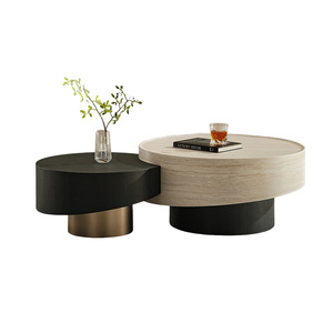 Modern Minimalist Wooden Panel Coffee <strong>Table</strong> Set Large Small Circle <strong>Nesting</strong> Living Room High-end Latest Designer Center <strong>Table</strong> - Product Image 3