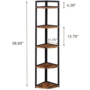 Kệ Sách Phòng Khách <span class=keywords><strong>5</strong></span> Tầng 6 Tầng Đứng Ống Thép Công Nghiệp Giá Sách Góc Cổ Bằng Gỗ Tủ Sách - Product Image 5