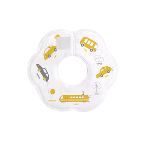Baby Apple-Shaped Bib With Vehicle Print Waterproof Absorbent 0-12 Months Nursery Supplies - Product Image 1