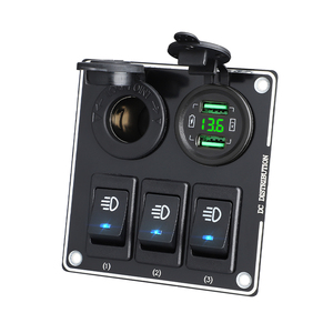 Suministro de fábrica: Nuevo panel de interruptores basculantes marinos de ABS con enchufe de encendedor de coche de 24V/12V, carga rápida, doble USB y interruptor de encendido/apagado. - Product Image 1