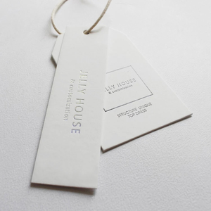 <strong>Custom</strong> Hangtags Recycled Labels Clothes <strong>Hang</strong> <strong>Tag</strong> Paper Emboss Swing <strong>Tags</strong> for Clothing with <strong>String</strong> Rope and Bullet Head - Product Image 4
